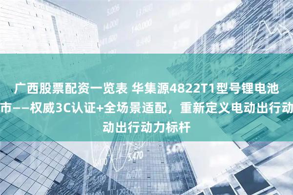 广西股票配资一览表 华集源4822T1型号锂电池即将上市——权威3C认证+全场景适配，重新定义电动出行动力标杆