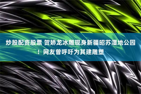 炒股配资股票 贺娇龙冰雕现身新疆昭苏湿地公园！网友曾呼吁为其建雕塑